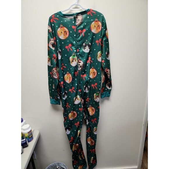 Union Suit Christmas Cheer Cat Light Up One Piece Sleep Suit Large 42/44 New - Picture 4 of 6